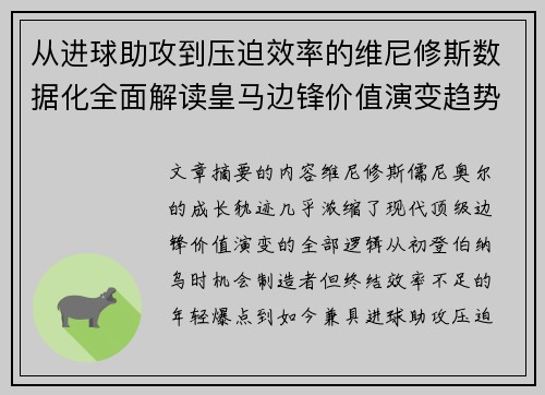 从进球助攻到压迫效率的维尼修斯数据化全面解读皇马边锋价值演变趋势